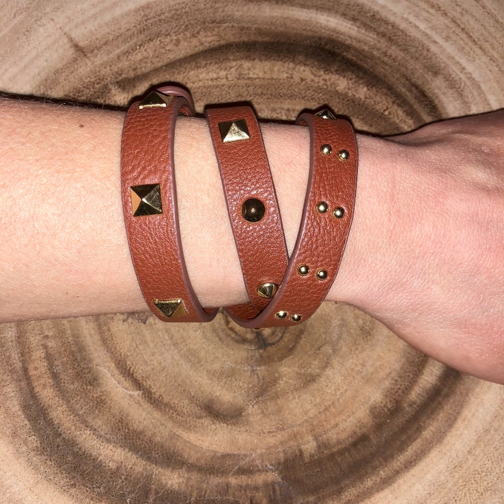 Leather Wrap Bracelet with Gold Accents!
